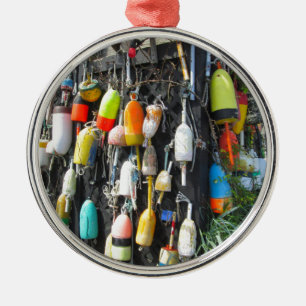 Farbenfrohe Hummer Buoys Ornament Aus Metall