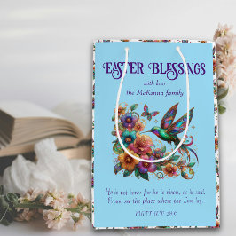 Farbenfrohe Hummingbird-Blume Bibel Verse Blau Mittlere Geschenktüte