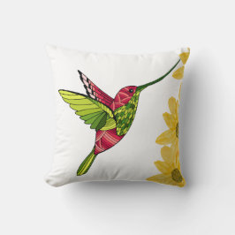 Farbenfrohe Hummingbird Gelbe Blumen Kissen