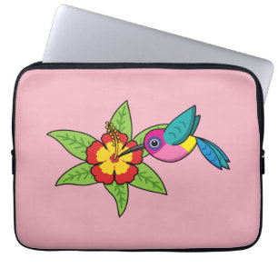 Farbenfrohe Hummingbird im Hibiskus Tropische Blum Laptopschutzhülle