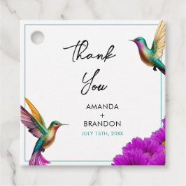 Farbenfrohe Hummingbirds Lila Daisies Wedding Geschenkanhänger