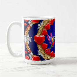 Farbenfrohe Hummingvögel umgeben von romantischem  Kaffeetasse