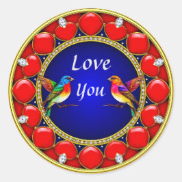 Farbenfrohe Hummingvögel umgeben von romantischem Runder Aufkleber