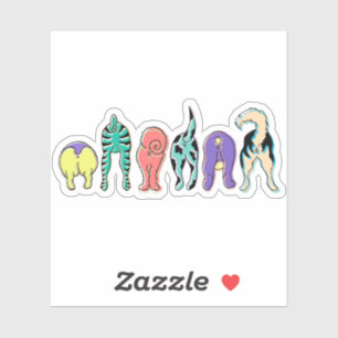 Farbenfrohe Hunde-Hintern, kundenspezifisch geschn Aufkleber