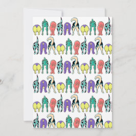 Farbenfrohe Hunde-Hintern-Muster Feiertagskarte
