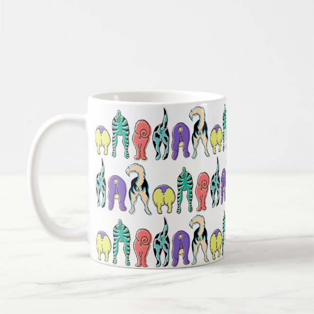 Farbenfrohe Hunde-Hintern-Muster Kaffeetasse (Links)