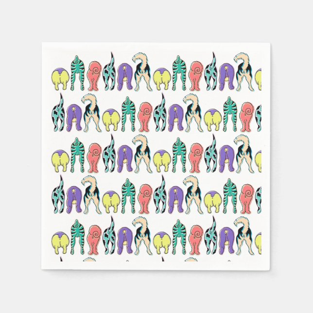 Farbenfrohe Hunde-Hintern-Muster Serviette (Vorderseite)