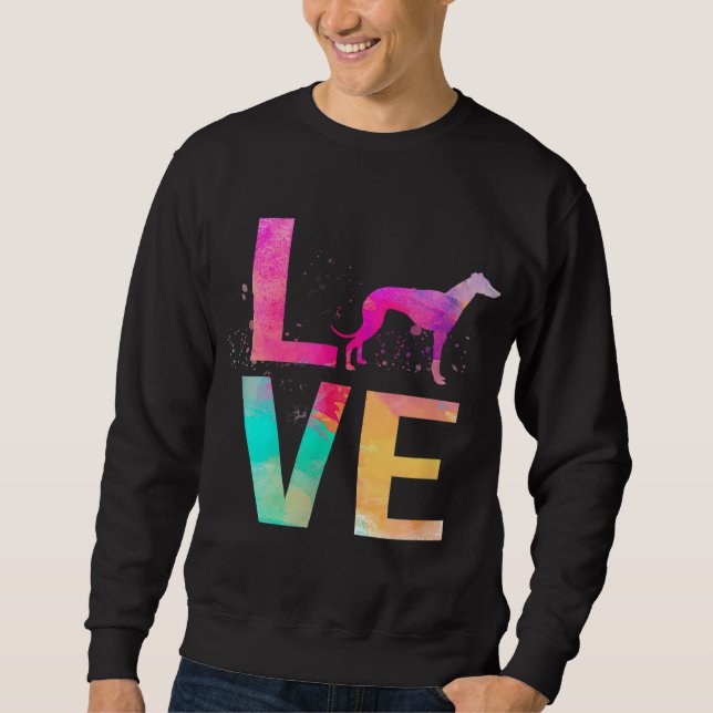 Farbenfrohe Hunde Mama Geschenke Whippet Sweatshirt (Vorderseite)