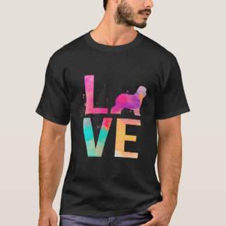 Farbenfrohe Hunde-Mama spendet altenglischen Schaf T-Shirt