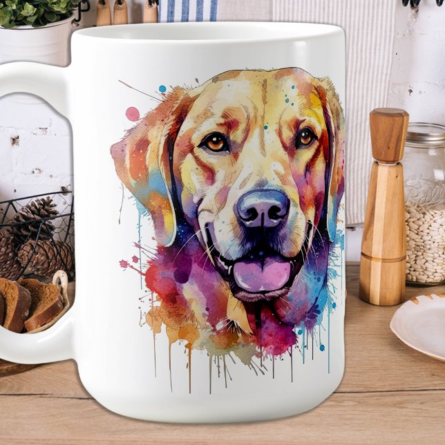 Farbenfrohe Hunde Retro Pop Art Labrador Retriever Kaffeetasse (Von Creator hochgeladen)