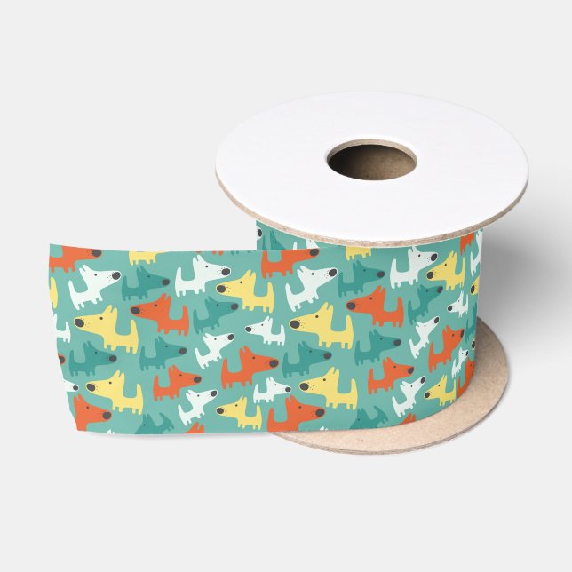 Farbenfrohe Hunde Satinband (Spule)