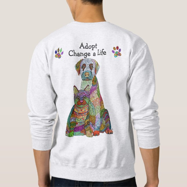 Farbenfrohe Hunde und Katzen Adoptier Leben veränd Sweatshirt (Rückseite)