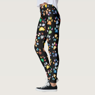 Farbenfrohe Hundekuppeldrucke, schwarz Leggings