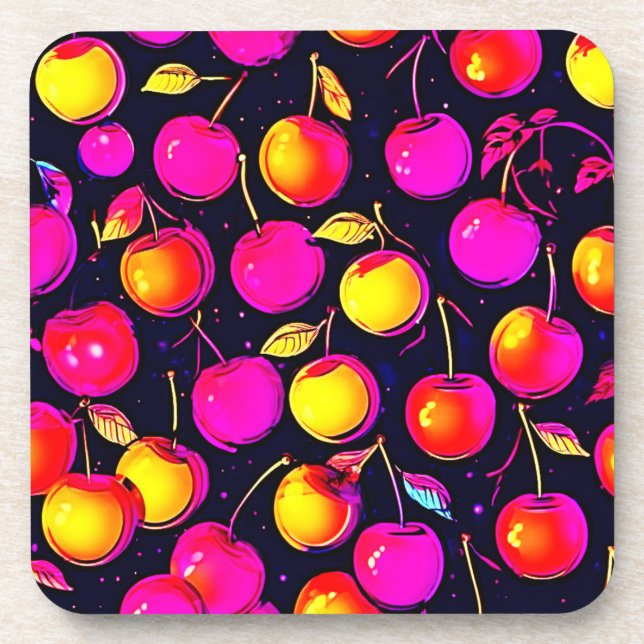 Farbenfrohe Hundemalerei Getränkeuntersetzer (Vorderseite)