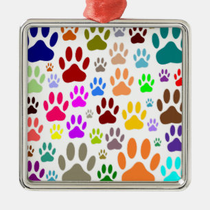 Farbenfrohe Hundeschraube druckt überall Silbernes Ornament