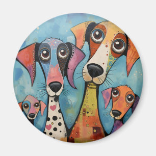 Farbenfrohe Hündin Abstrakt Art Cartoon Stil Magnet