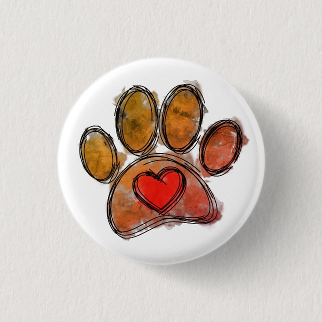 Farbenfrohe Hündin Lover Zeichnend Wasserfarbe Button (Vorderseite)