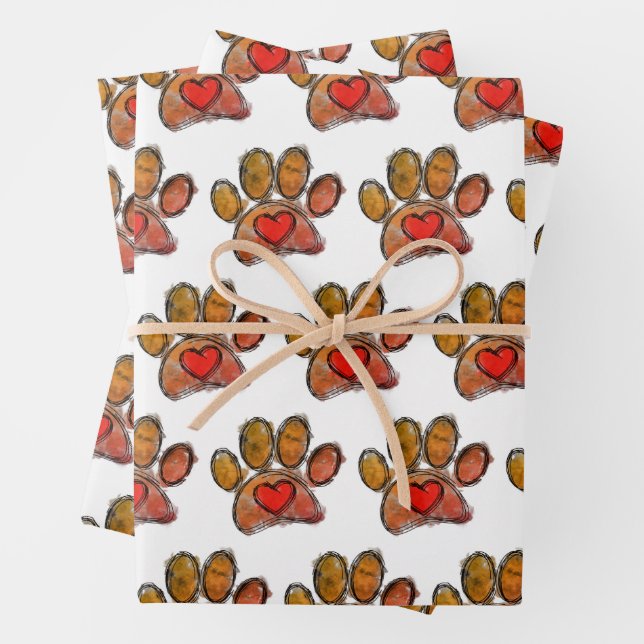 Farbenfrohe Hündin Lover Zeichnend Wasserfarbe Geschenkpapier Set (Beispiel)