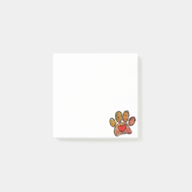 Farbenfrohe Hündin Lover Zeichnend Wasserfarbe Post-it Klebezettel (Vorderseite)