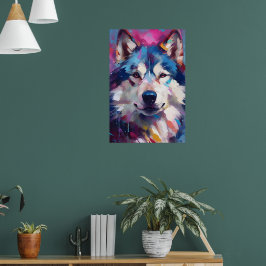 Farbenfrohe Husky Art Poster