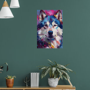 Farbenfrohe Husky Art Poster
