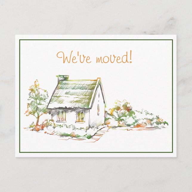 Farbenfrohe Hütte Neue Adresse Ankündigung Postkar (Vorderseite)