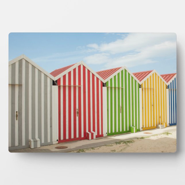 Farbenfrohe Hütten am Strand Fotoplatte (Vorderseite)