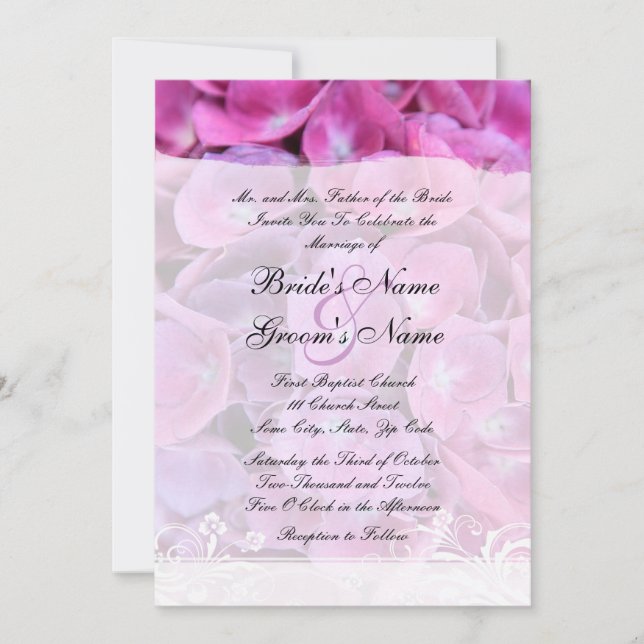 Farbenfrohe Hydrangea-Blume Einladung Hochzeit (Vorderseite)