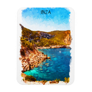 Farbenfrohe Ibiza Spanien Wasserfarbenwelt Landsch Magnet