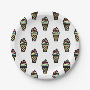 Farbenfrohe Ice Creme Muster Pappteller