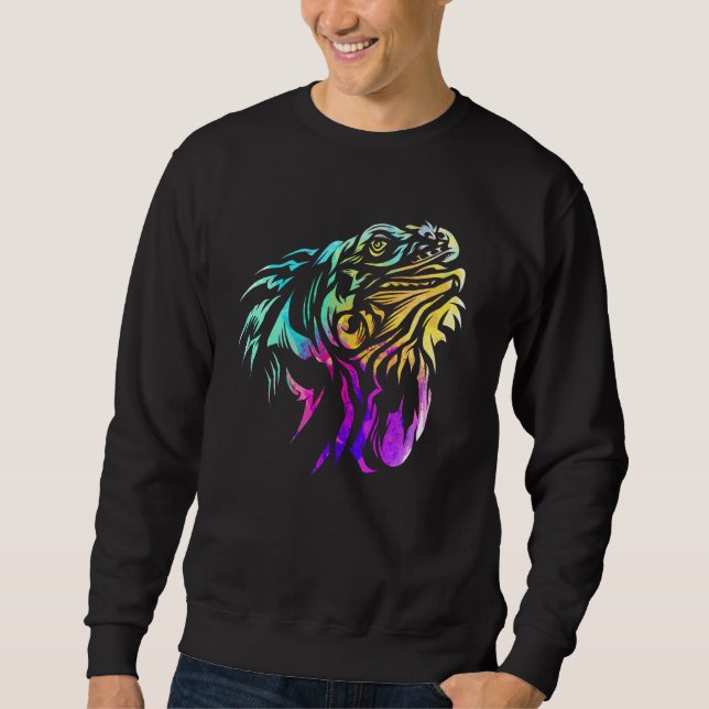 Farbenfrohe Iguana Lizard Art Reptile tropisches T Sweatshirt (Vorderseite)