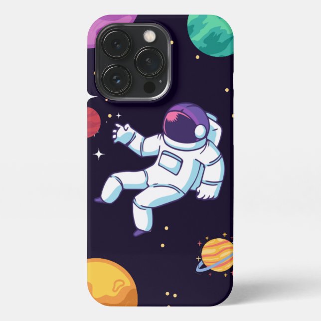 Farbenfrohe Illustration Astronaut iPhone Case 13p Hülle (Rückseite)