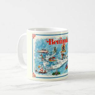 Farbenfrohe Illustrierte Postkarte Karte Bermuda T Kaffeetasse