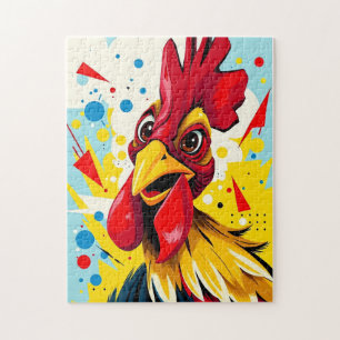 Farbenfrohe illustrierte Rooster Puzzle