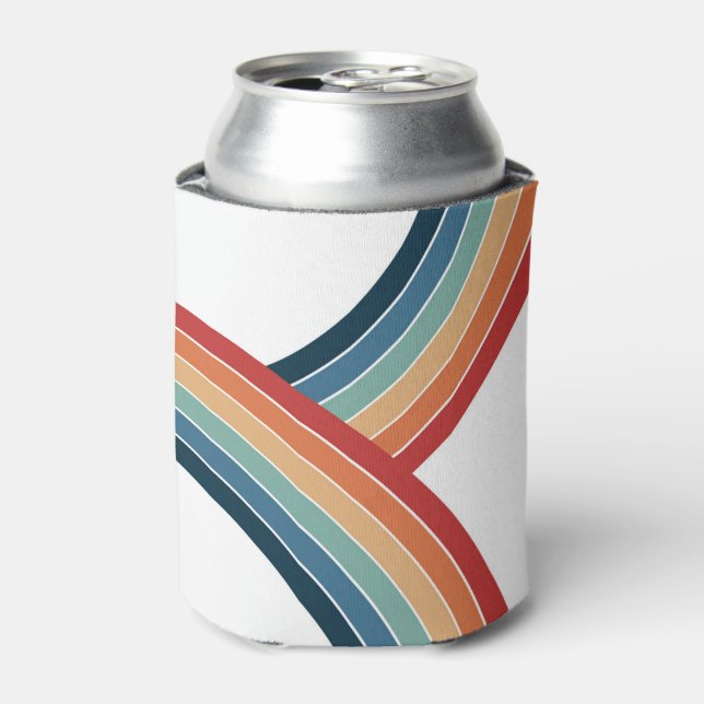 Farbenfrohe, im Retro-Stil gehaltene Regenbogendek Dosenkühler (Kanne Vorderseite)