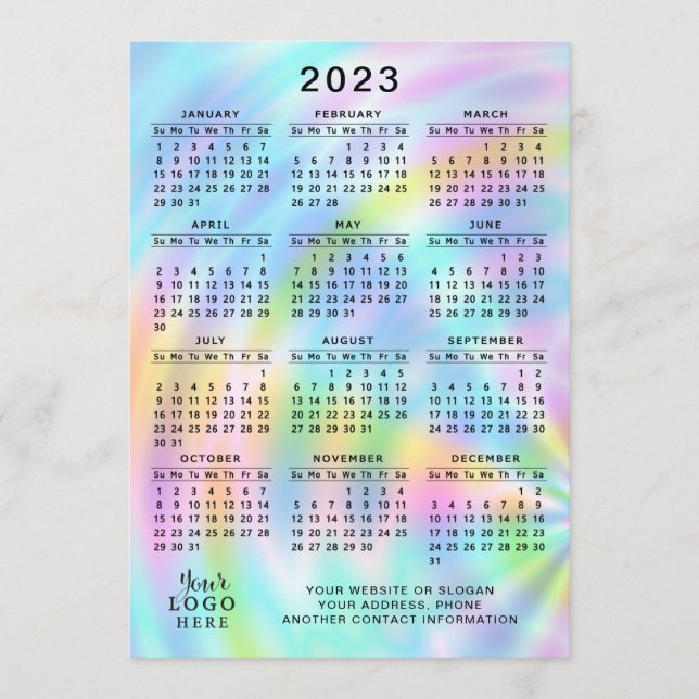 Farbenfrohe Imitate 2023 Kalender ganzjährig holog Programm (Vorderseite)
