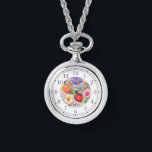 Farbenfrohe Imitate bestickt mit floralen Stilfrau Armbanduhr<br><div class="desc">Farbenfrohe Imitate Stickereien Floral Stilvolle Frauen Uhren mit einem modernen,  bunten Imitat Stickerei Blumenmuster in Rosa,  lila,  Orange und Rot auf einem pastellgrünen Hintergrund. Erstellt von Evco Studio www.zazzle.com/store/evcostudio</div>