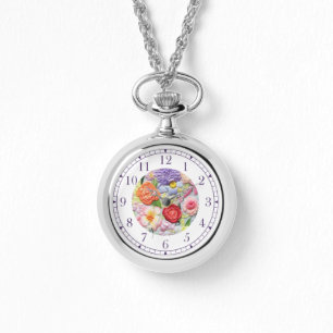 Farbenfrohe Imitate bestickt mit floralen Stilfrau Armbanduhr