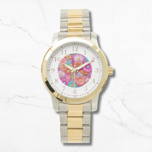 Farbenfrohe Imitate bestickt mit floraler Elegant  Armbanduhr