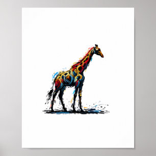 Farbenfrohe Impressionismus Stil Tier Lover Giraff Poster