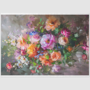 Farbenfrohe impressionistische Blumengemälde-Decou Seidenpapier