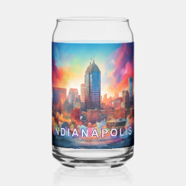 Farbenfrohe Indianapolis Skyline Dosenglas