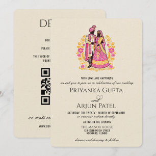 Farbenfrohe indische Hochzeitseinladung für ein Pa Einladung