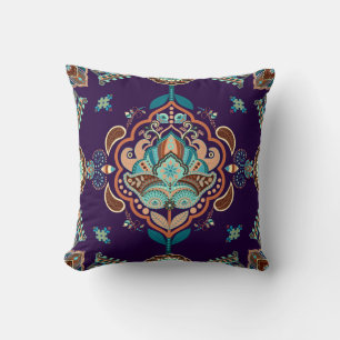 Farbenfrohe indische Ornamente, geometrische Grenz Kissen