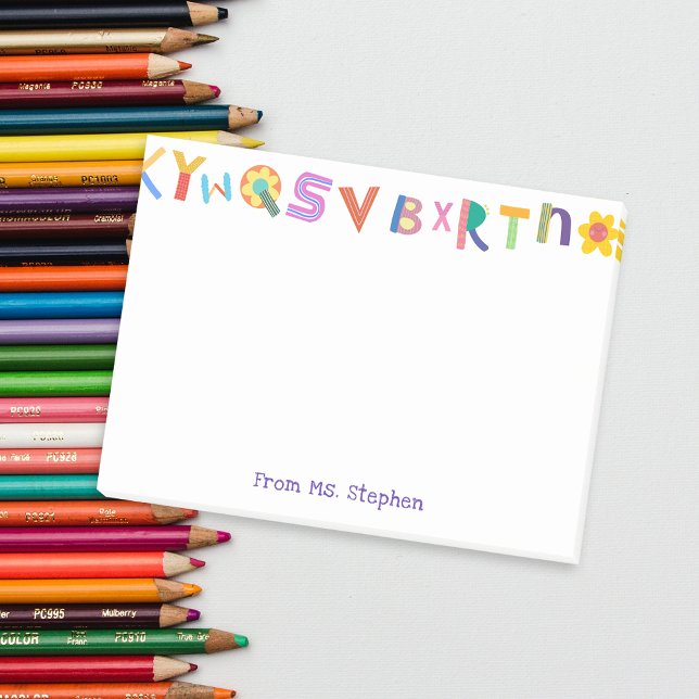 Farbenfrohe Individuelle Name Lehrerin Post-it Klebezettel (Colorful Letter Custom Name Teacher Post-it Notes)