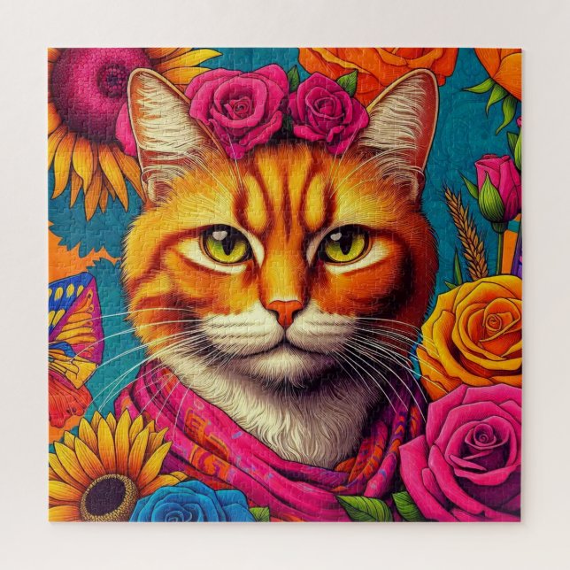 Farbenfrohe Ingwer Katzenpuzzle! Puzzle (Vertikal)