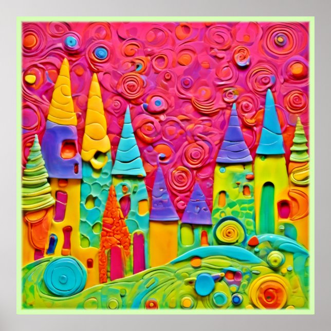 Farbenfrohe innovative Clay-Kreation Poster (Vorne)