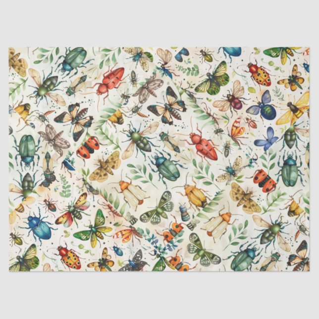 Farbenfrohe InsektenCollage Decoupage Seidenpapier (Vorderseite)