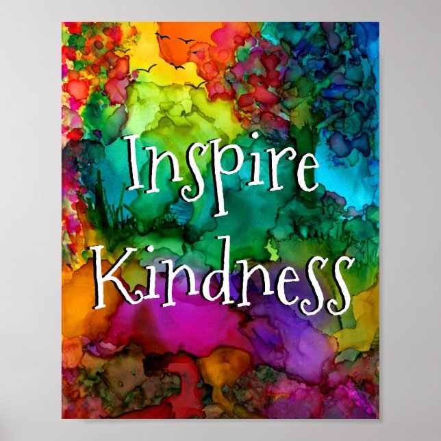 Farbenfrohe Inspirier Kindness Typografy Poster (Vorne)