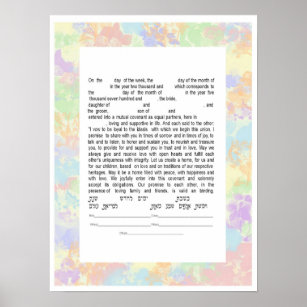 Farbenfrohe Interreligiöse Texte Ketubah Poster